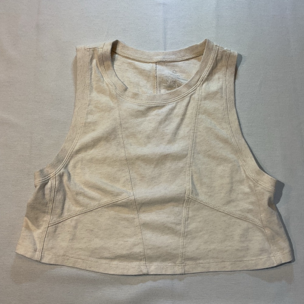 Offline by‎ Aerie Womans Cream Cropped Tank Size XS Soft Sleeveless Casual Gym
